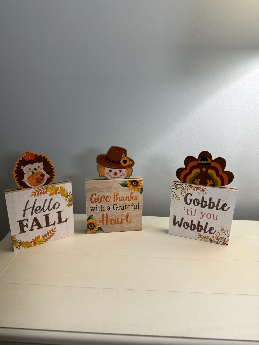 Fall Thanksgiving Tabletop Decor Signs Set of 3